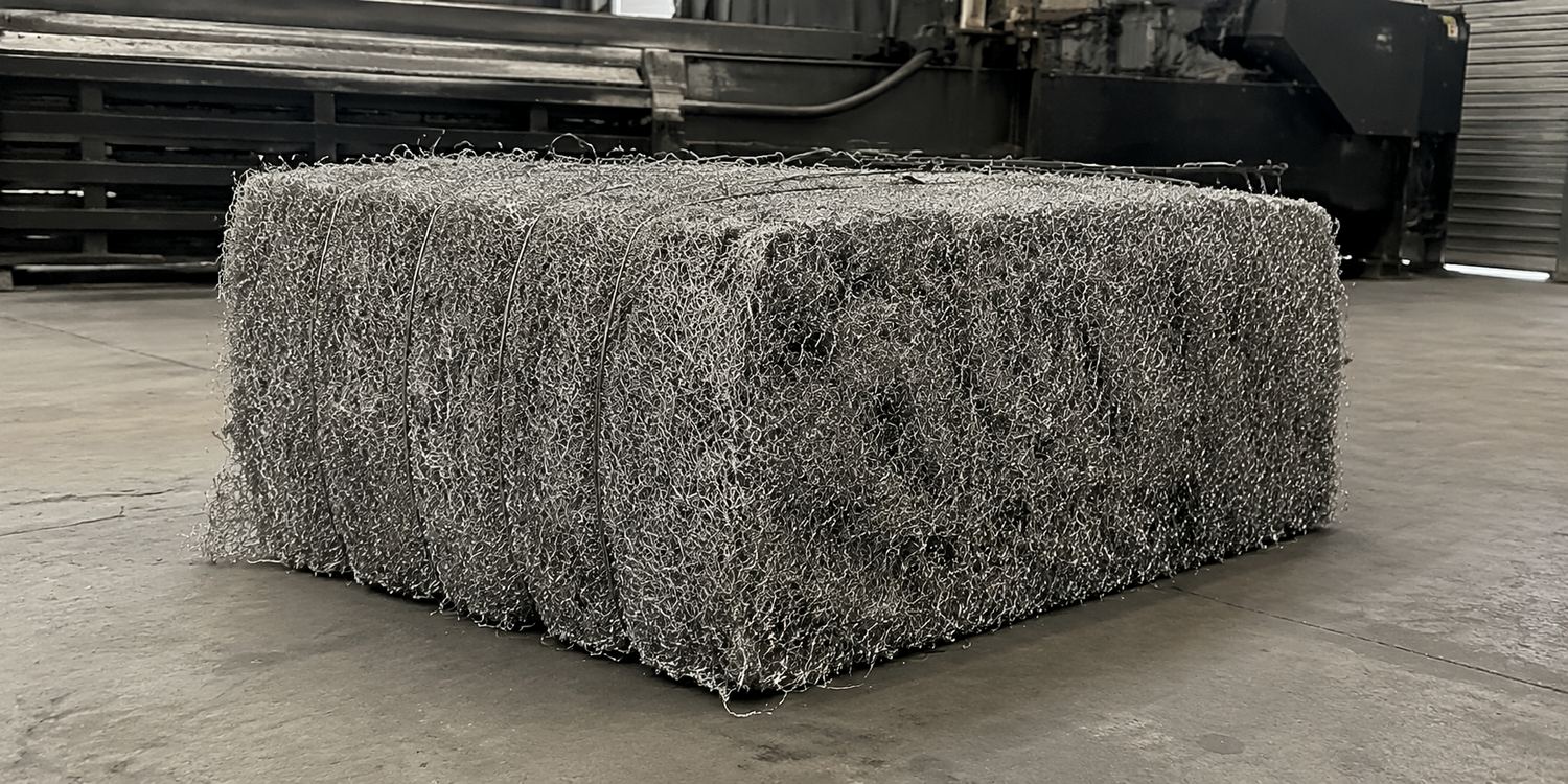 A finished bale of processed spring steel